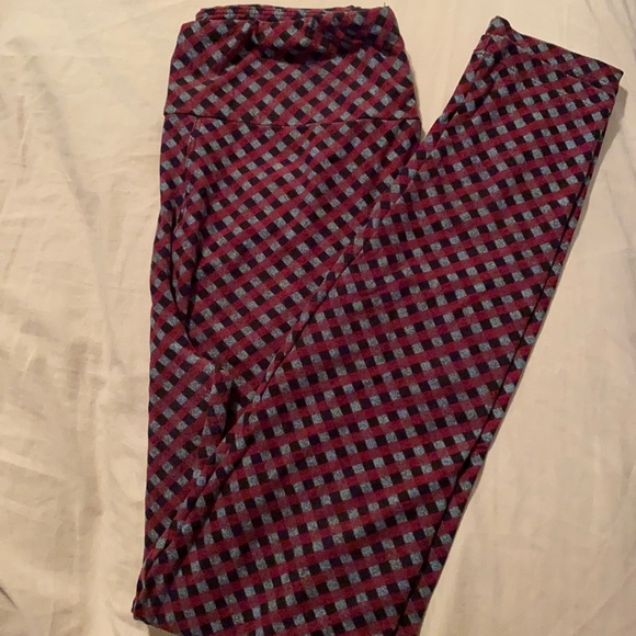Lularoe OS black, green and maroon leggings - Picture 1 of 2